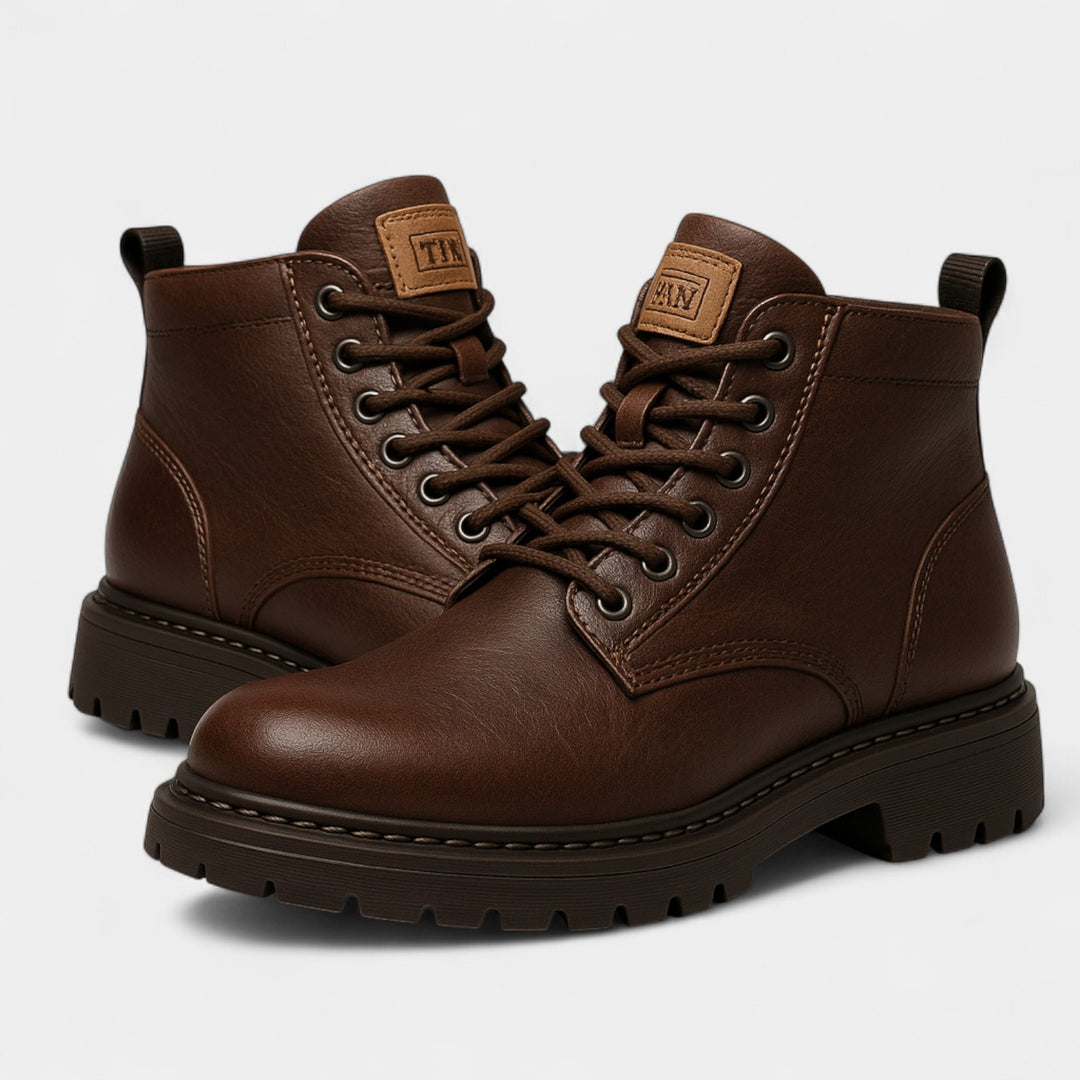 Retro Herrenstiefel aus PU-Leder – dicke, halbhohe Sohle