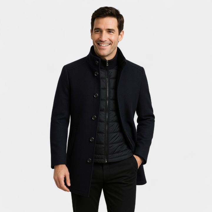 Herren Trench-Parka aus technischer Mischung – Stehkragen, abnehmbare Weste