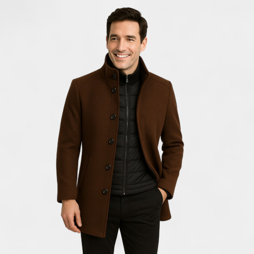 Herren Trench-Parka aus technischer Mischung – Stehkragen, abnehmbare Weste