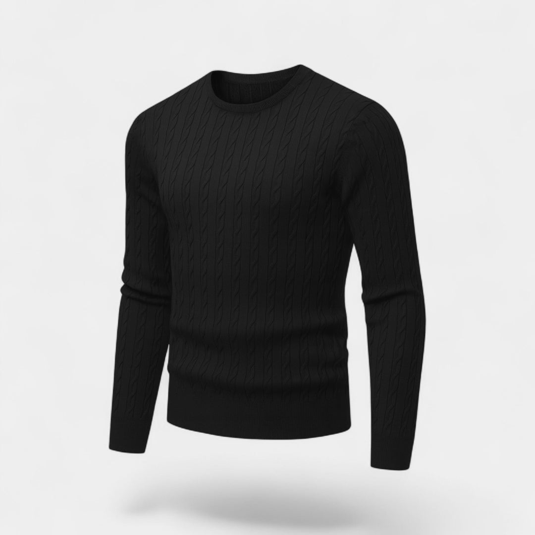 Maglione uomo maglia cotone slim fit – collo tondo motivo treccia