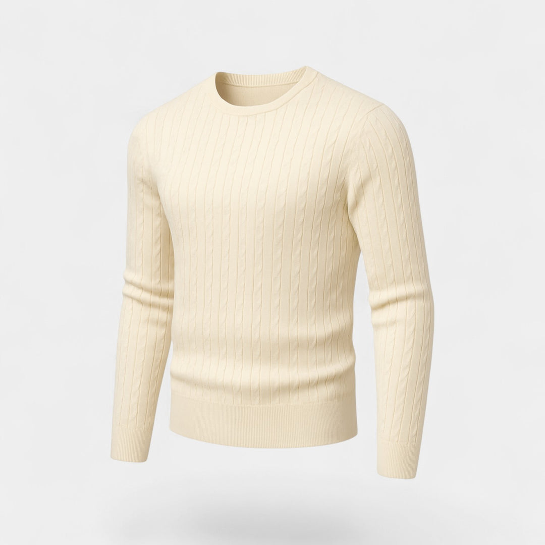 Maglione uomo maglia cotone slim fit – collo tondo motivo treccia