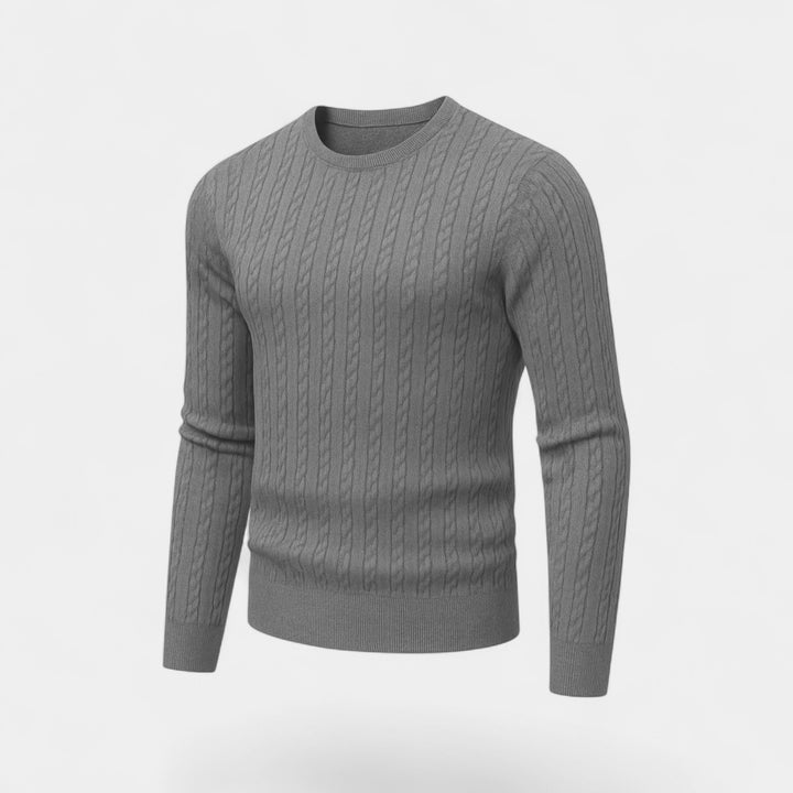 Maglione uomo maglia cotone slim fit – collo tondo motivo treccia
