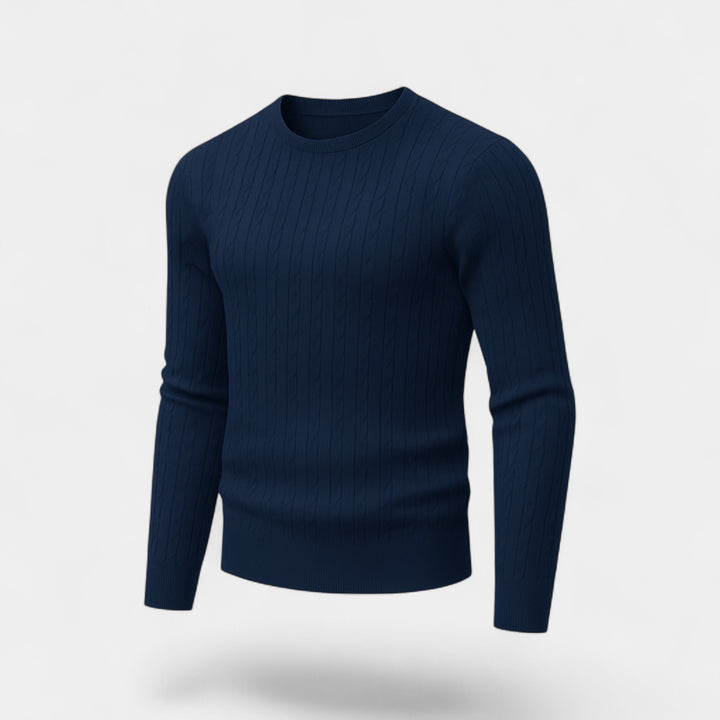 Maglione uomo maglia cotone slim fit – collo tondo motivo treccia