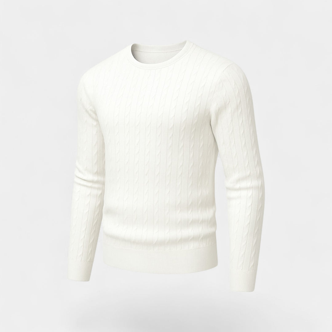 Maglione uomo maglia cotone slim fit – collo tondo motivo treccia
