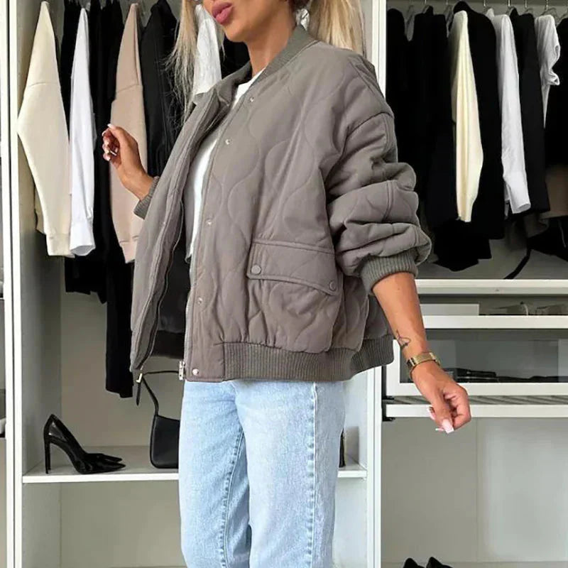 Stepp-Bomberjacke Damen – bequemer, gepolsterter Oversize-Schnitt