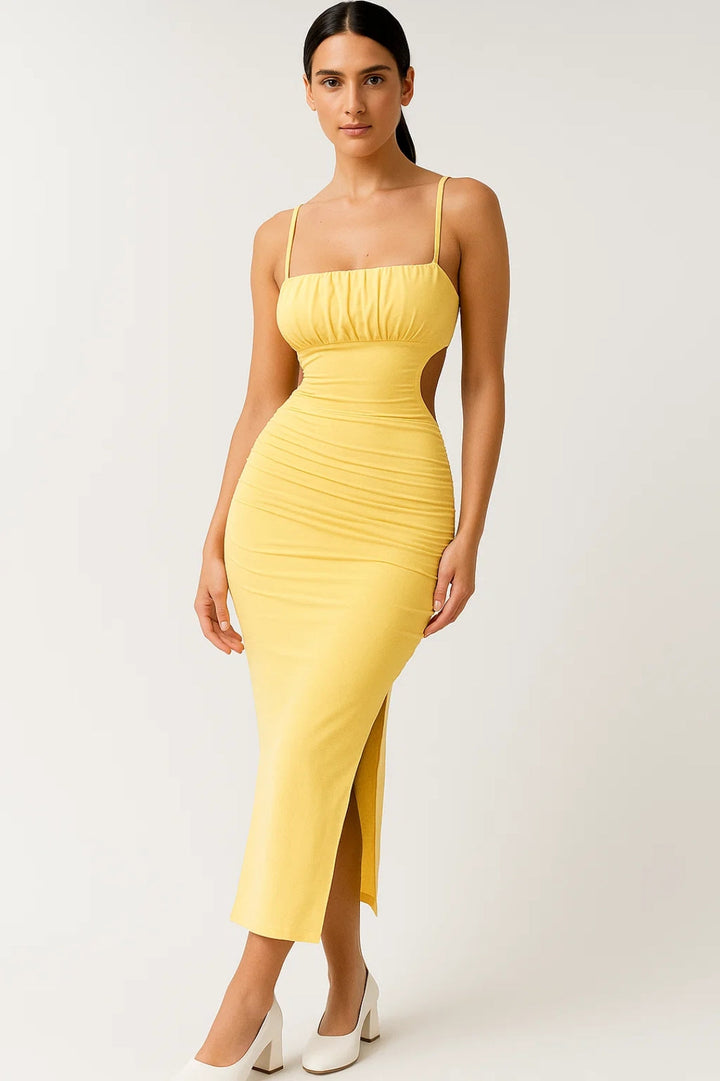 Enges Bodycon-Midikleid für Damen – Figurbetonte Passform mit Rüschen