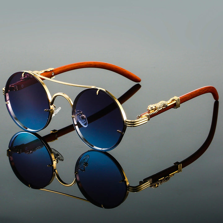 Unisex runde Sonnenbrille – Doppelsteg