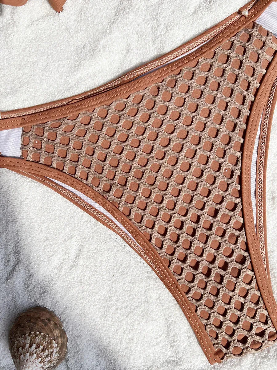Damen-Bikini mit Netz-Überlagerung – Bügel und doppelte Träger
