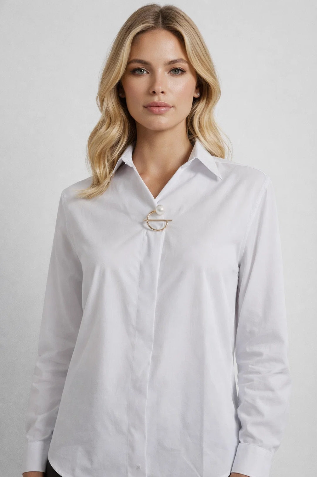 Women's Long Sleeve Blouse – Elegant and Minimalist Cut