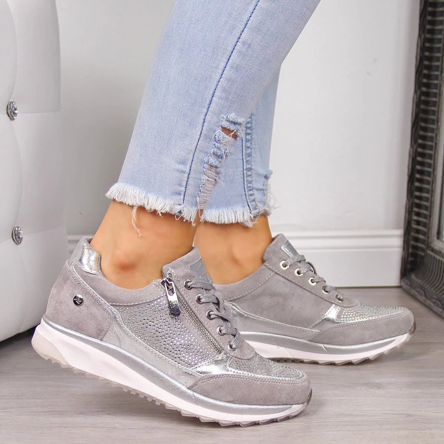 Baskets Plateforme Femme – Fermeture Zippée Latérale Talon Bas