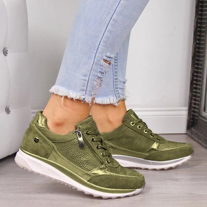 Baskets Plateforme Femme – Fermeture Zippée Latérale Talon Bas