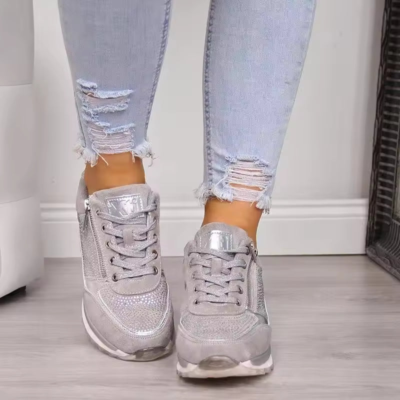Baskets Plateforme Femme – Fermeture Zippée Latérale Talon Bas