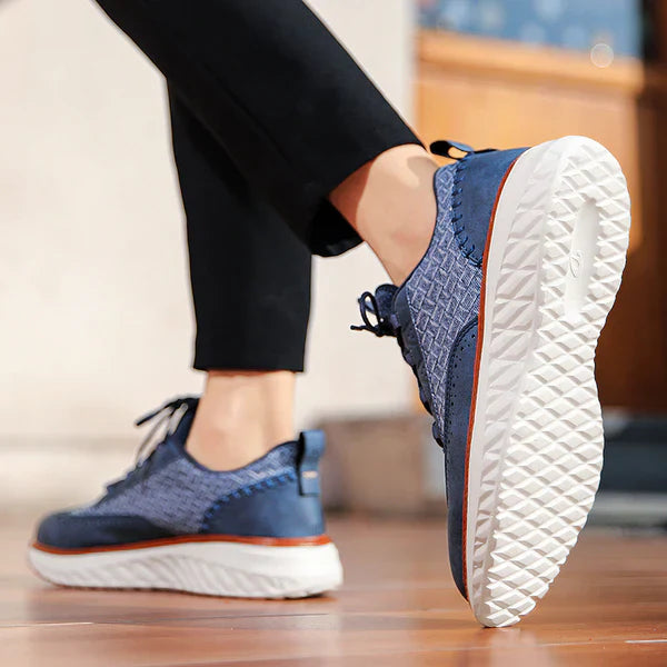 Men's Textured Fabric Sneakers – Breathable Lining and Rubber Sole