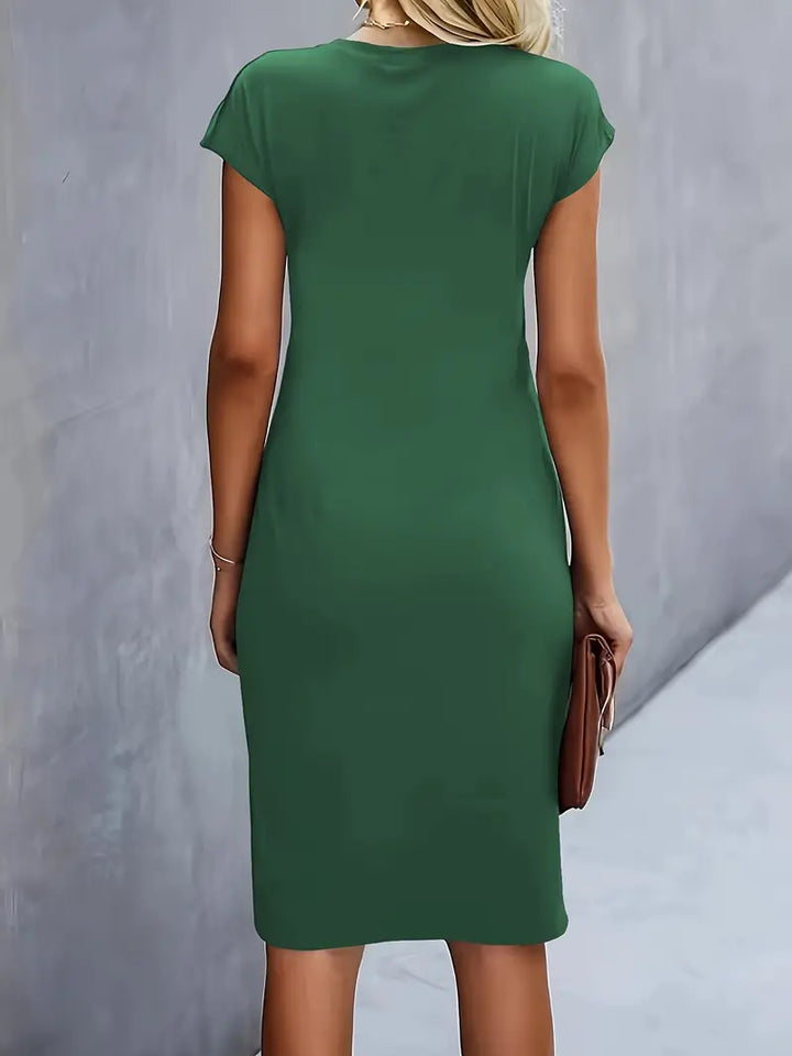 Midi-Kleid aus Baumwolle für Damen – taillierter Schnitt Rundhalsausschnitt