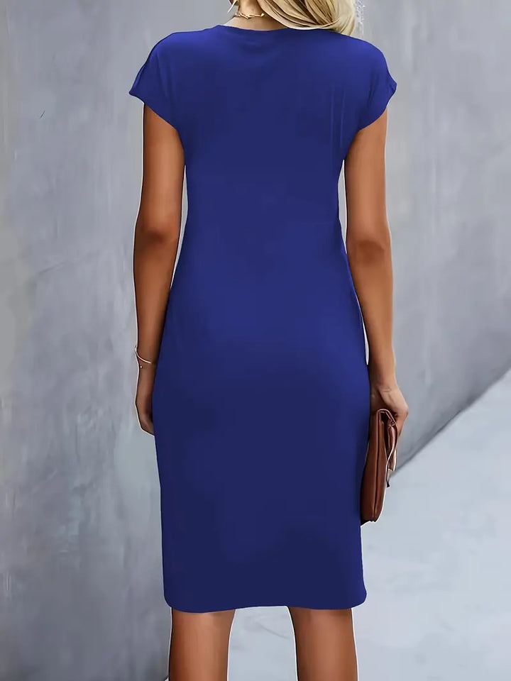 Midi-Kleid aus Baumwolle für Damen – taillierter Schnitt Rundhalsausschnitt