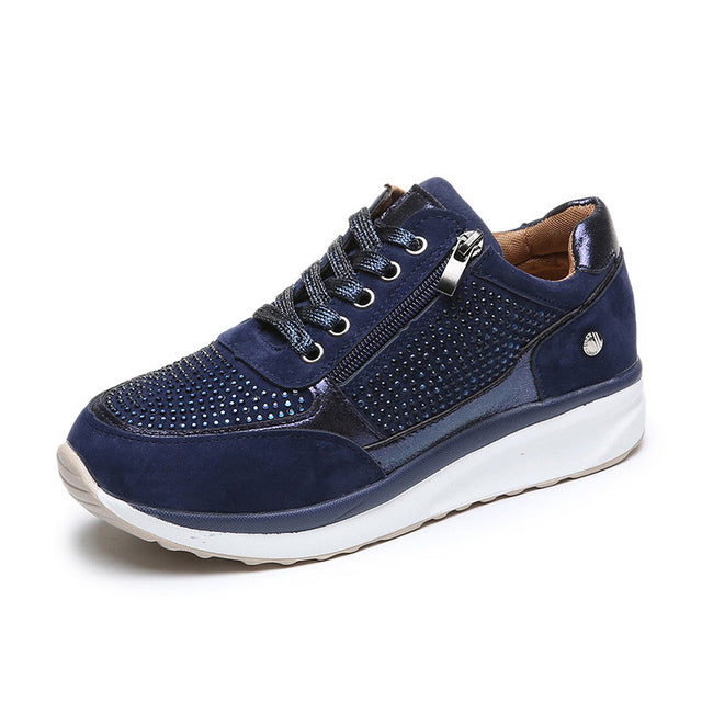 Damen-Sneaker mit seitlichem Reißverschluss – strukturierte Einsätze und matte Oberfläche