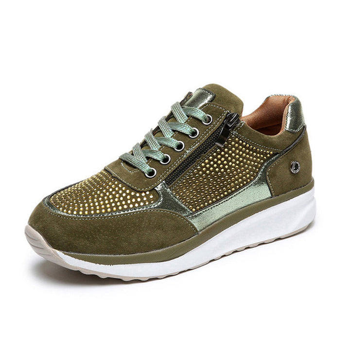 Damen-Sneaker mit seitlichem Reißverschluss – strukturierte Einsätze und matte Oberfläche