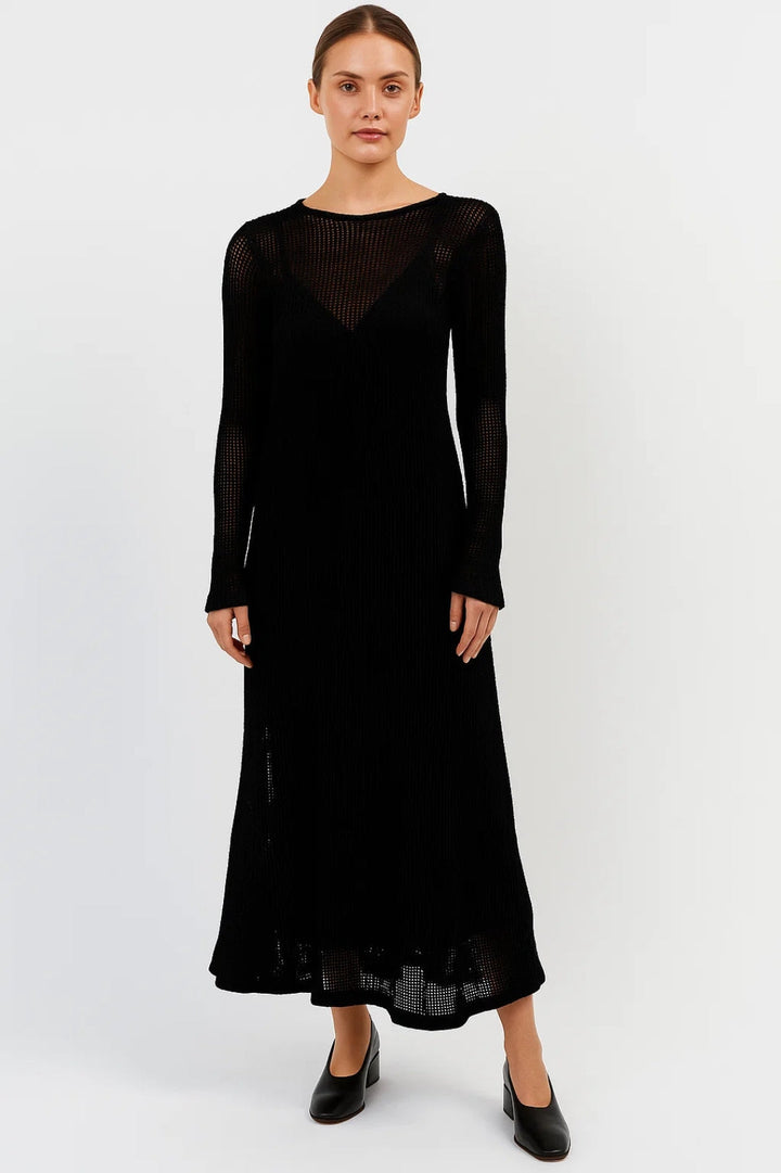Elegantes langärmeliges Damen-Kleid aus Baumwollstrick