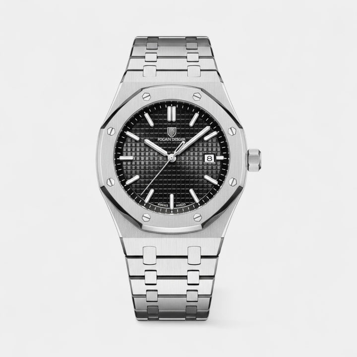Herren Armbanduhr aus Edelstahl Silber – Leuchtendes, wasserdichtes Quarzwerk 42 mm
