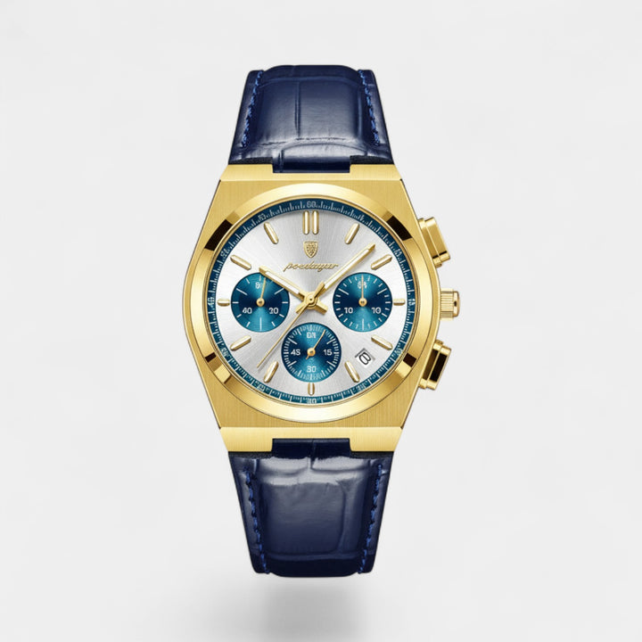 Herrenuhr aus Leder – Multifunktionales Quarzwerk 41 mm