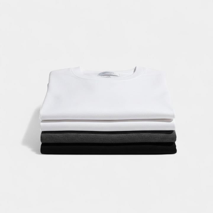 Set da 3 t-shirt uomo collo tondo in cotone spesso – raffinati, resistenti, essenziali quotidiani