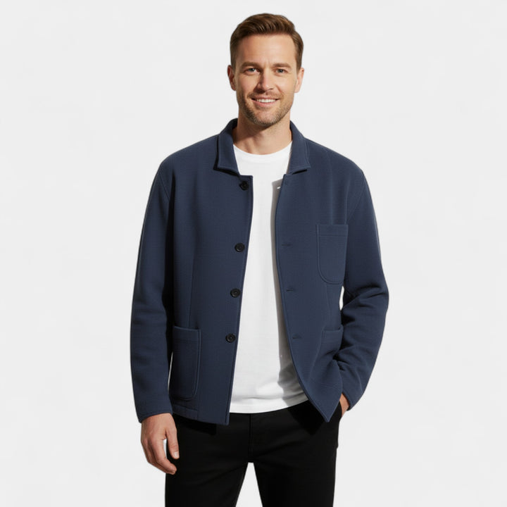 Herren Einfarbiger Blazer aus Technischem Material – Moderner Schnitt mit Revers