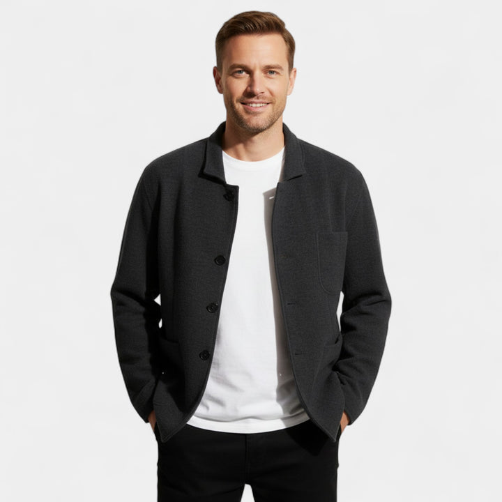 Herren Einfarbiger Blazer aus Technischem Material – Moderner Schnitt mit Revers