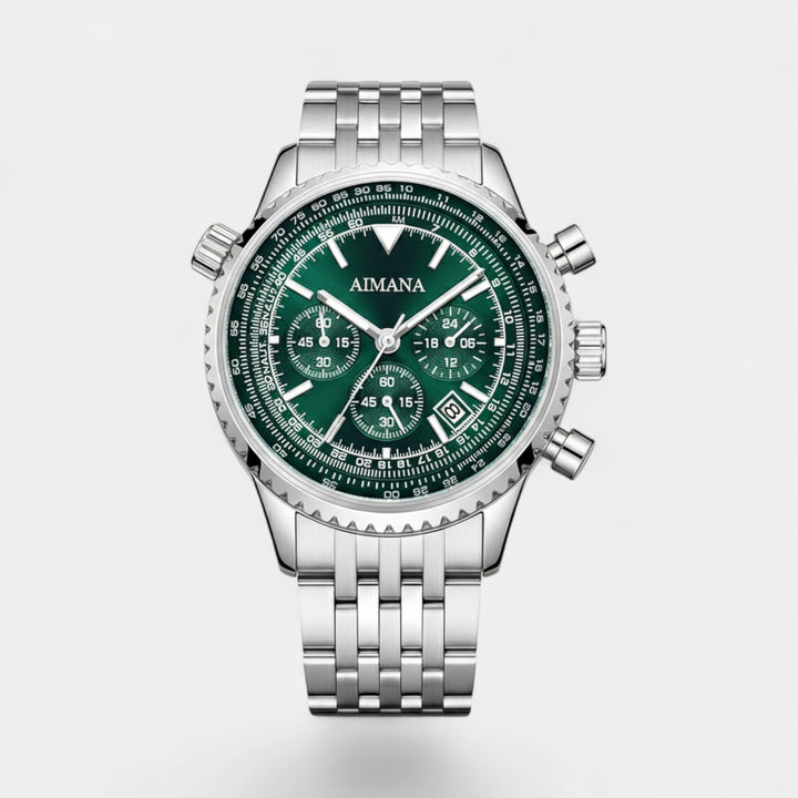 Herrenuhr Chronograph aus Edelstahl – Quarzuhr mit sechs Zeigern