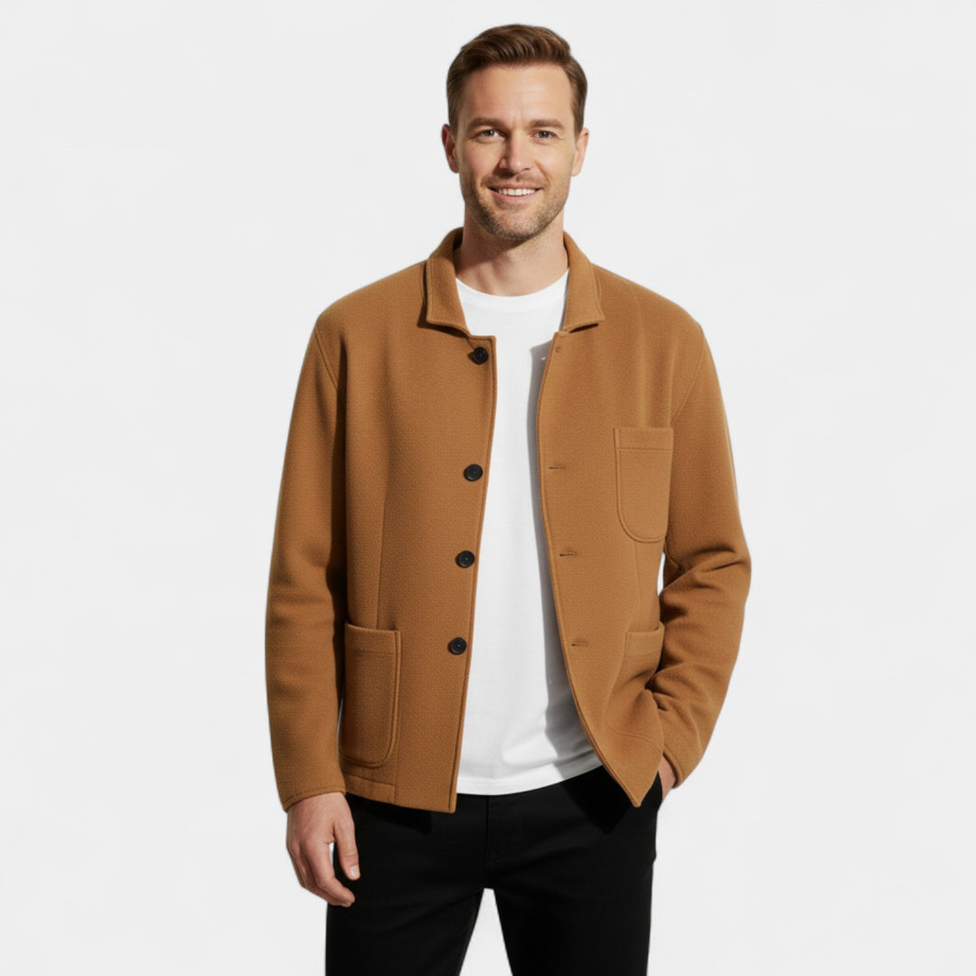 Herren Einfarbiger Blazer aus Technischem Material – Moderner Schnitt mit Revers