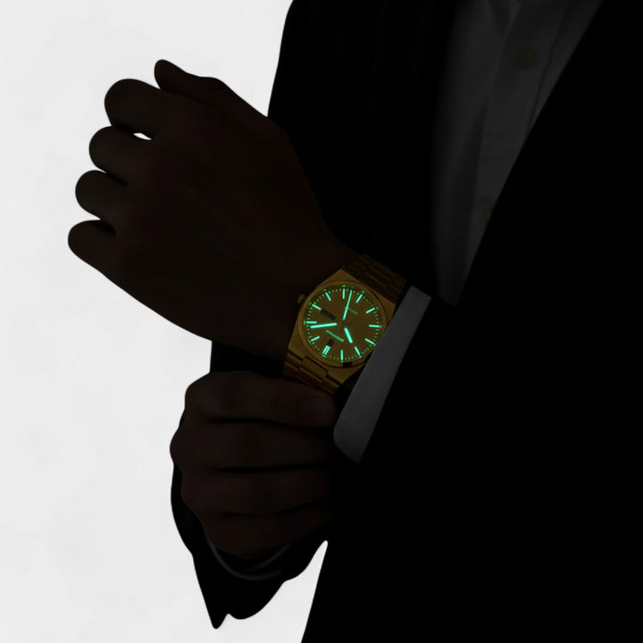 Orologio da Uomo Dorato in Acciaio Inossidabile – Ultra Sottile Luminoso e Impermeabile 41 mm