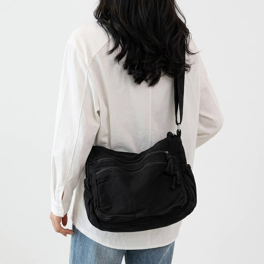 Borsa a tracolla da donna in tela – Multi-tasche regolabile