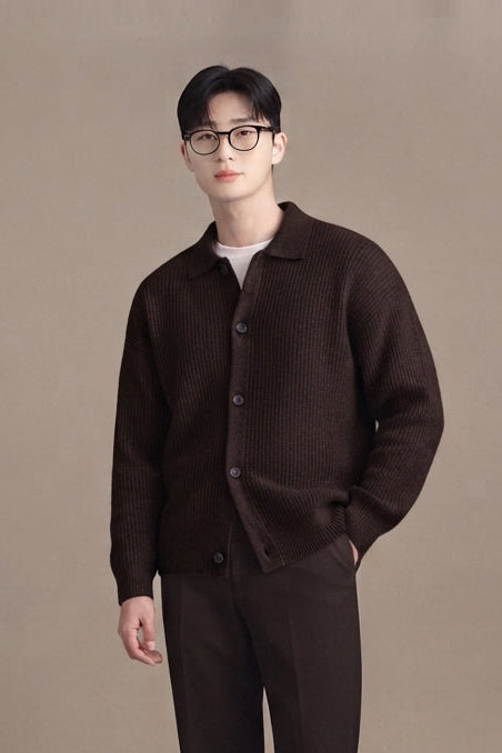 Gilet Homme Maille Épaisse – Cardigan Coupe Ample Moderne