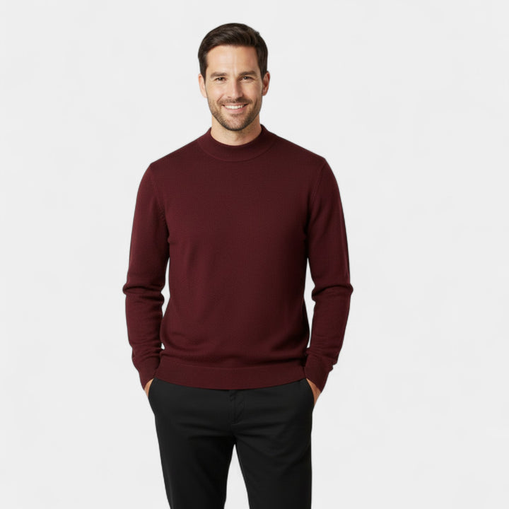 Herrenpullover mit halbem Stehkragen – minimalistischer Schnitt und Luxus