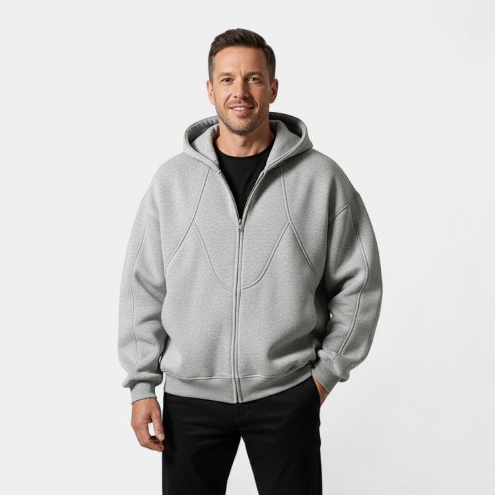 Streetwear Herren Cardigan mit Kapuze aus Technischem Material – Urbane, Reißverschluss-Cut