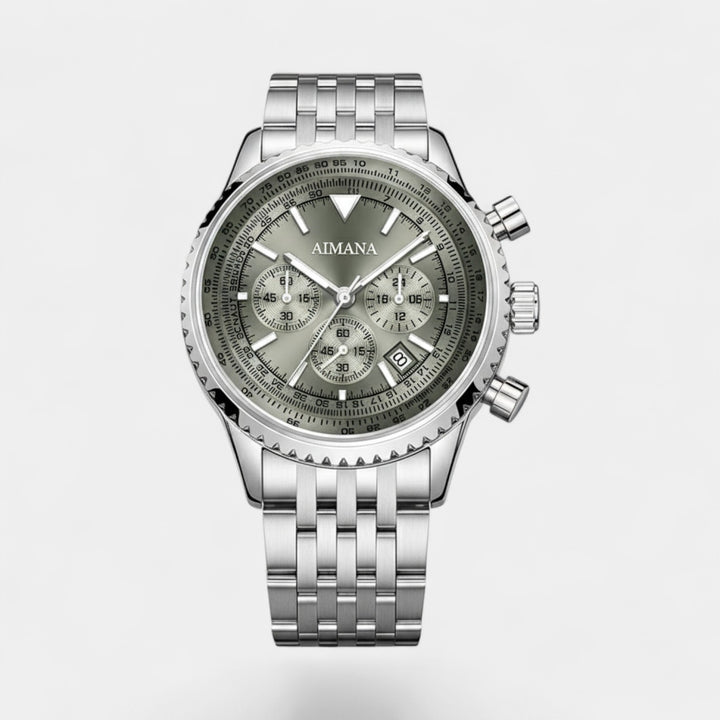 Herrenuhr Chronograph aus Edelstahl – Quarzuhr mit sechs Zeigern