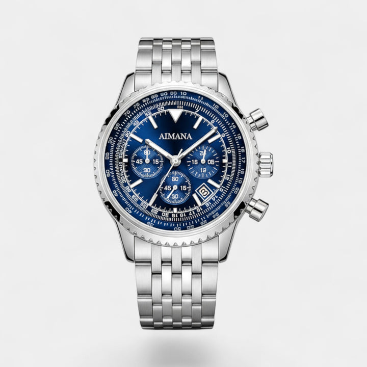 Herrenuhr Chronograph aus Edelstahl – Quarzuhr mit sechs Zeigern