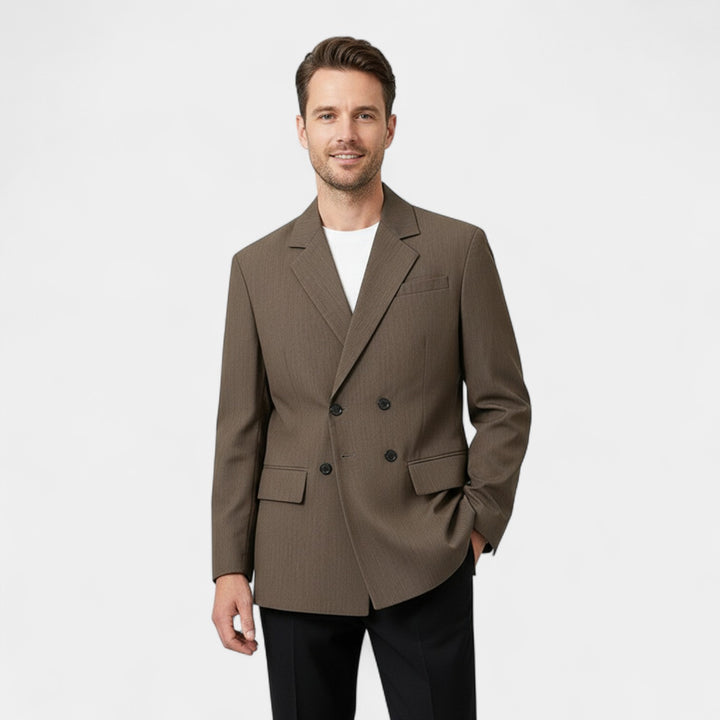 Herren Doppelreihiger Blazer aus Gewebtem Mischgewebe – Legerer, taillierter Schnitt