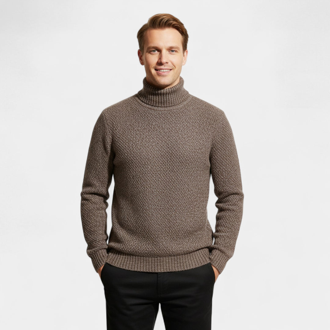 Claire Mode | Herrepullover i strik med rullekrave – Klassisk minimalistisk pasform