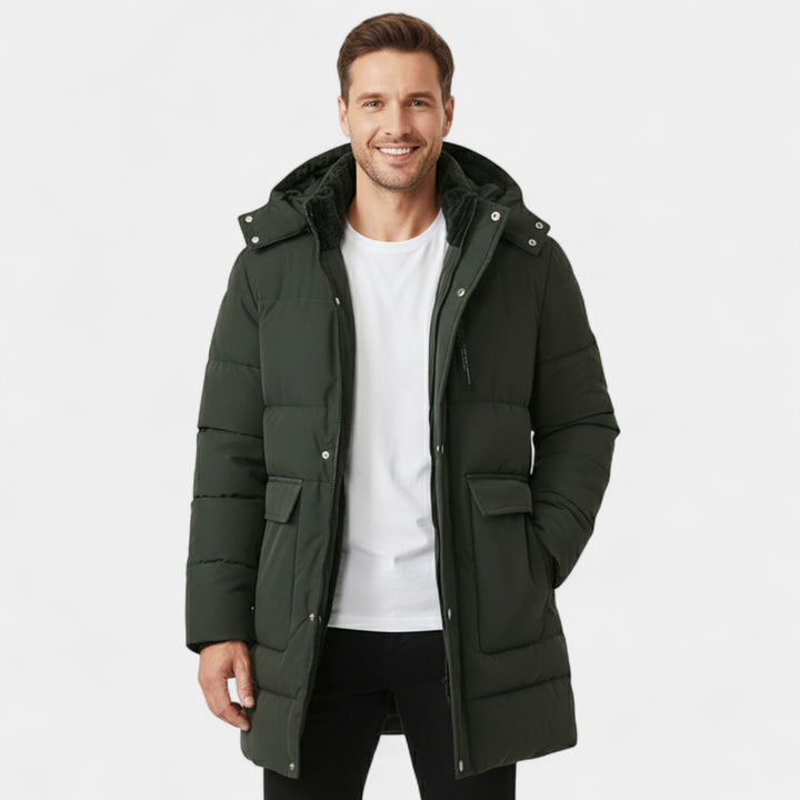 Cappotto lungo uomo in cotone con fodera in pile