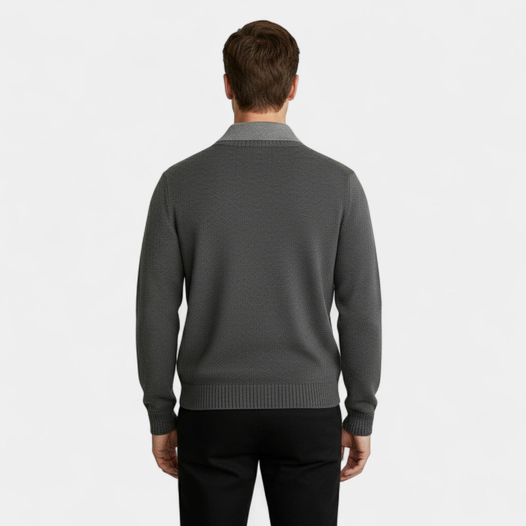 Riche | Maglione da Uomo in Maglia Polo – Collo a V Stile Due Pezzi