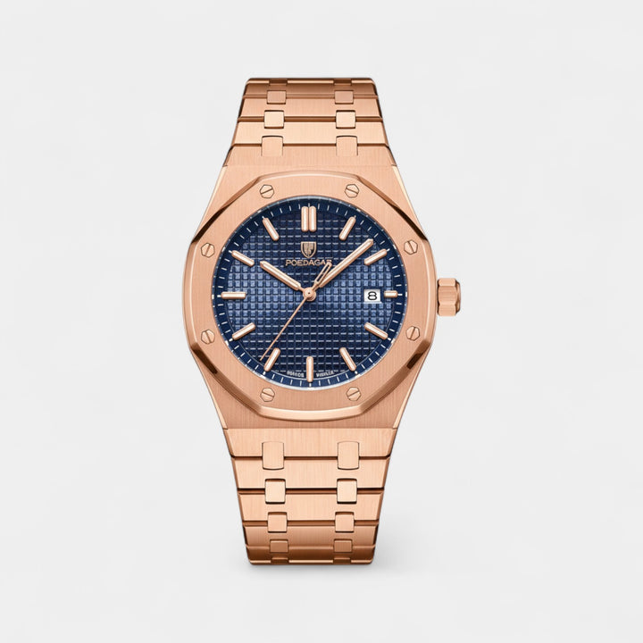 Herren Armbanduhr aus Edelstahl Roségold – Leuchtendes, wasserdichtes Quarzwerk 42 mm