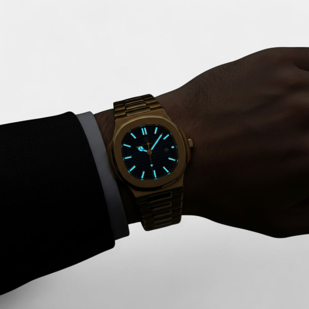 Claire Mode | Orologio di Lusso da Uomo Oro Rosa – Quarzo Luminoso e Impermeabile 42 mm