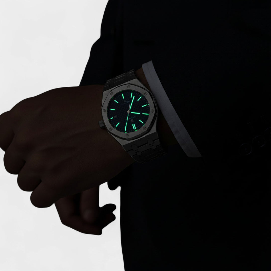 Herren Armbanduhr aus Edelstahl Silber – Leuchtendes, wasserdichtes Quarzwerk 42 mm