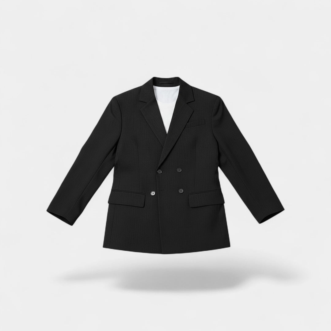 Herren Doppelreihiger Blazer aus Gewebtem Mischgewebe – Legerer, taillierter Schnitt