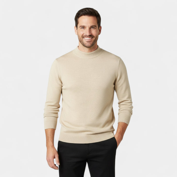 Herrenpullover mit halbem Stehkragen – minimalistischer Schnitt und Luxus