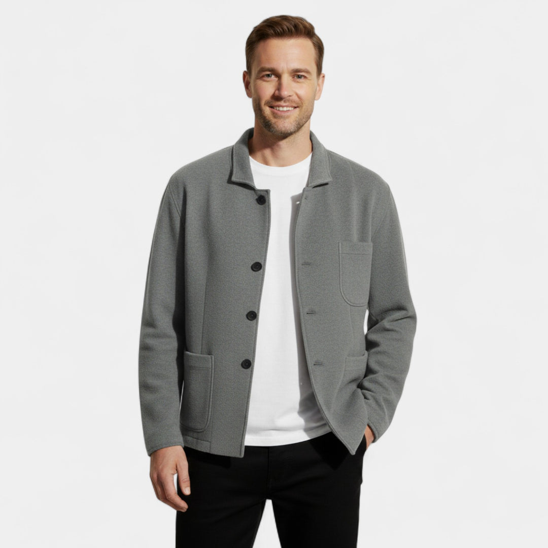 Herren Einfarbiger Blazer aus Technischem Material – Moderner Schnitt mit Revers
