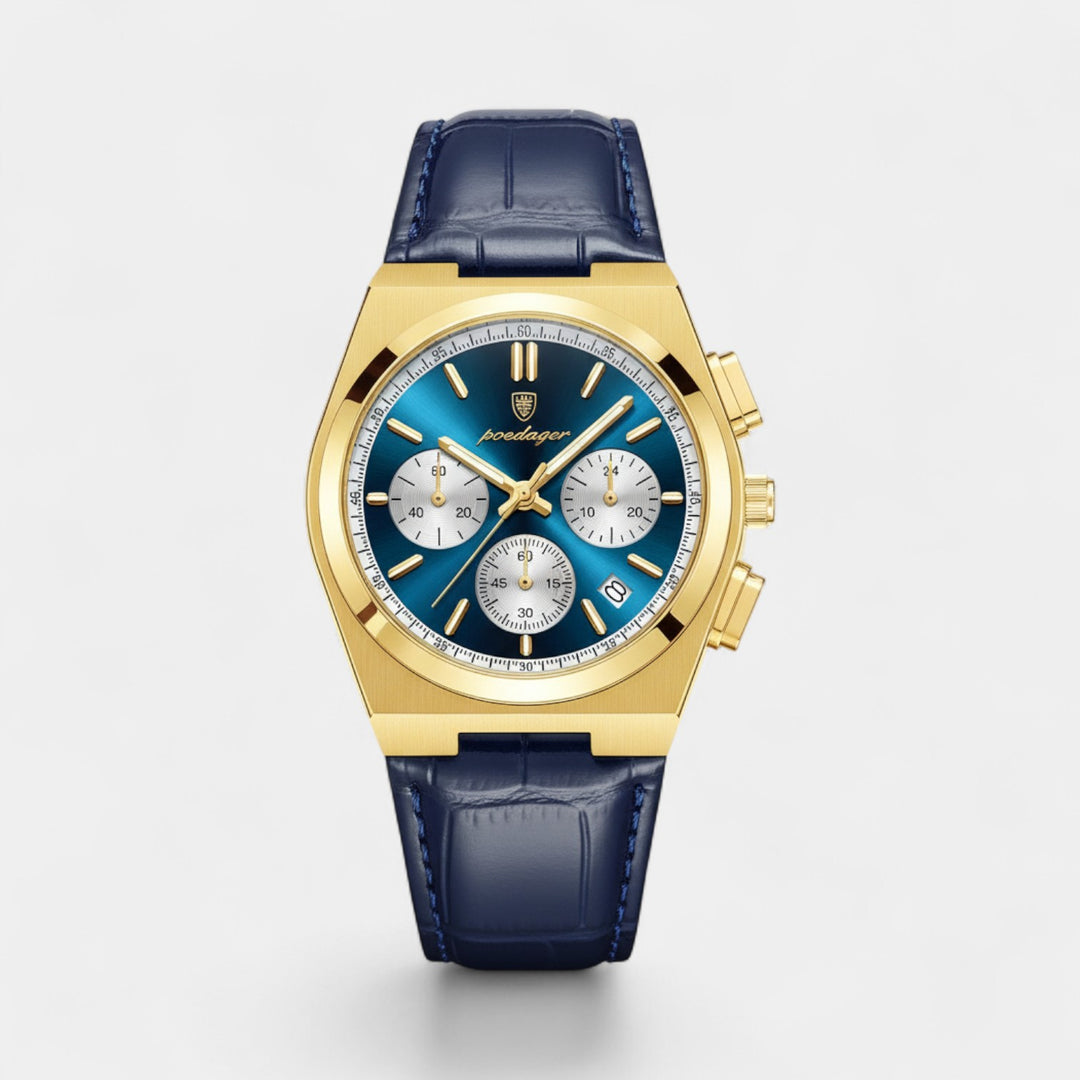 Herrenuhr aus Leder – Multifunktionales Quarzwerk 41 mm