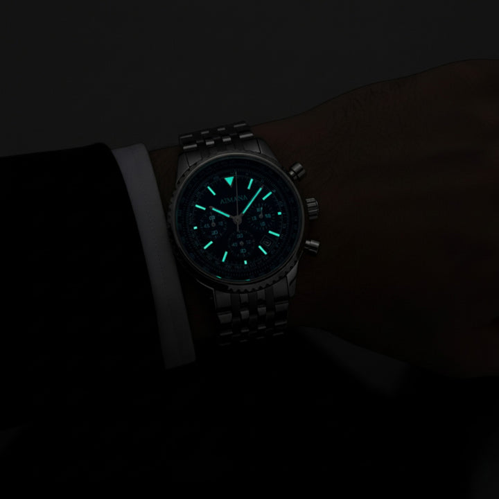 Herrenuhr Chronograph aus Edelstahl – Quarzuhr mit sechs Zeigern