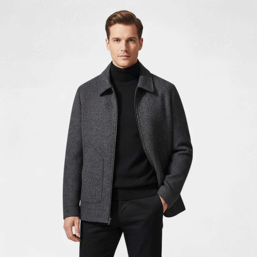 Herren Wollmantel mit Stehkragen – Moderne, maßgeschneiderte Eleganz