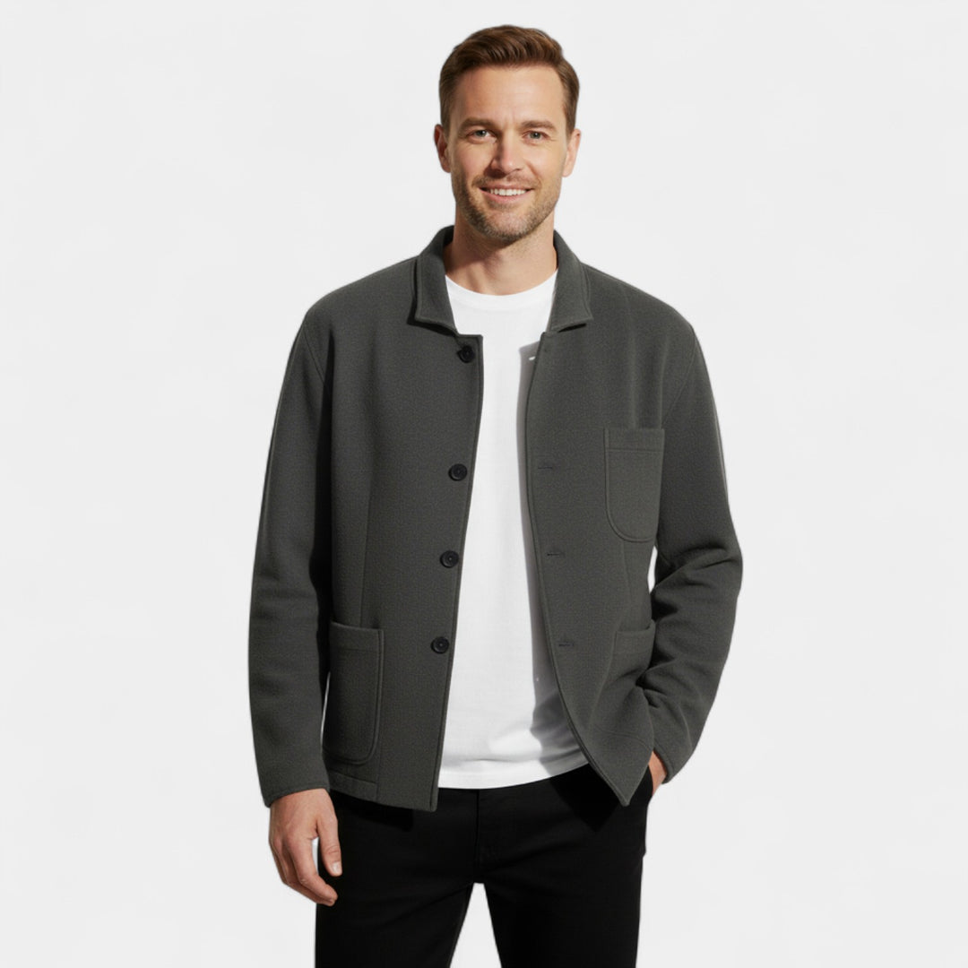 Herren Einfarbiger Blazer aus Technischem Material – Moderner Schnitt mit Revers